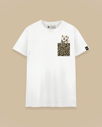 Datclothing - White T-Shirt with Shiba Inu Print